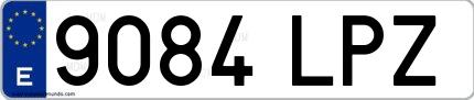 Ejemplo de matrícula española 9084 LPZ