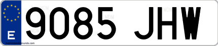 Ejemplo de matrícula de coche ordinaria 9085 JHW