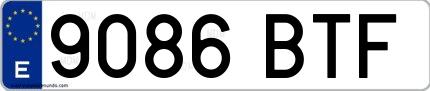 Ejemplo de matrícula española 9086 BTF