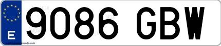 Ejemplo de matrícula española 9086 GBW