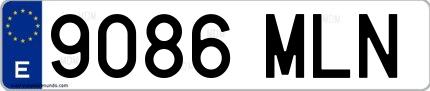 Ejemplo de matrícula española 9086 MLN