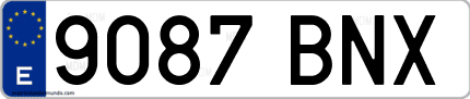 Ejemplo de matrícula de coche ordinaria 9087 BNX