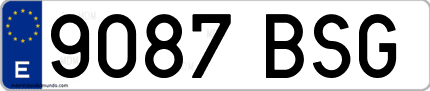 Ejemplo de matrícula de coche ordinaria 9087 BSG