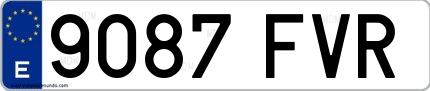 Ejemplo de matrícula española 9087 FVR