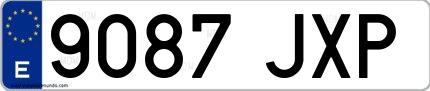 Ejemplo de matrícula española 9087 JXP