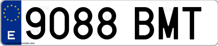 Ejemplo de matrícula de coche ordinaria 9088 BMT