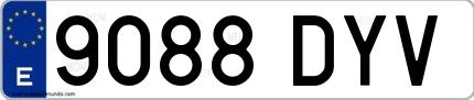 Ejemplo de matrícula española 9088 DYV