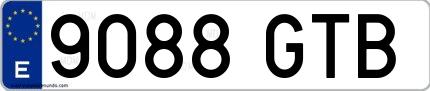 Ejemplo de matrícula española 9088 GTB