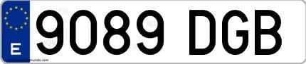 Ejemplo de matrícula española 9089 DGB