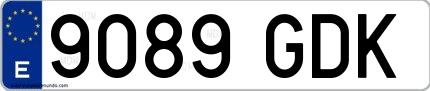 Ejemplo de matrícula española 9089 GDK