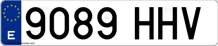 Ejemplo de matrícula de coche ordinaria 9089 HHV