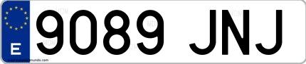 Ejemplo de matrícula española 9089 JNJ