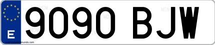 Ejemplo de matrícula española 9090 BJW