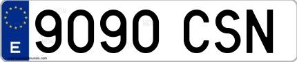 Ejemplo de matrícula española 9090 CSN