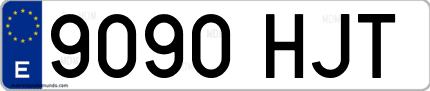 Ejemplo de matrícula de coche ordinaria 9090 HJT