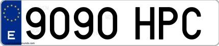 Ejemplo de matrícula española 9090 HPC