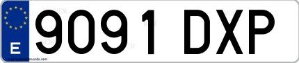 Ejemplo de matrícula española 9091 DXP