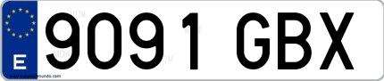 Ejemplo de matrícula española 9091 GBX