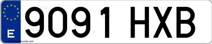 Ejemplo de matrícula española 9091 HXB