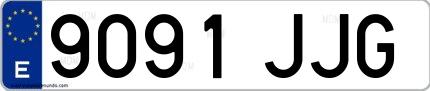 Ejemplo de matrícula española 9091 JJG