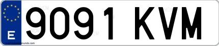 Ejemplo de matrícula española 9091 KVM