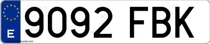 Ejemplo de matrícula de coche ordinaria 9092 FBK