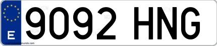 Ejemplo de matrícula española 9092 HNG