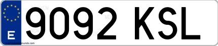 Ejemplo de matrícula española 9092 KSL