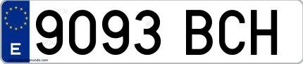 Ejemplo de matrícula española 9093 BCH