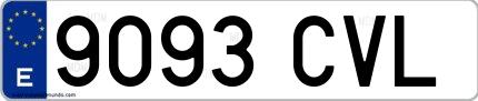 Ejemplo de matrícula española 9093 CVL