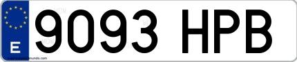 Ejemplo de matrícula española 9093 HPB
