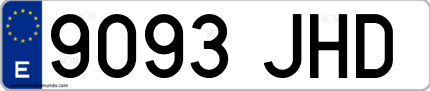Ejemplo de matrícula de coche ordinaria 9093 JHD