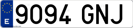Ejemplo de matrícula de coche ordinaria 9094 GNJ