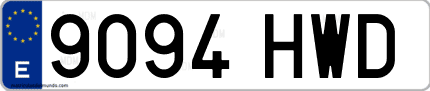 Ejemplo de matrícula de coche ordinaria 9094 HWD