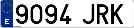 Ejemplo de matrícula española 9094 JRK