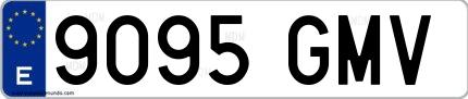 Ejemplo de matrícula española 9095 GMV