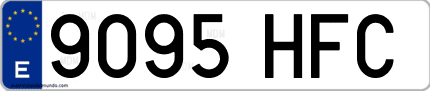 Ejemplo de matrícula de coche ordinaria 9095 HFC