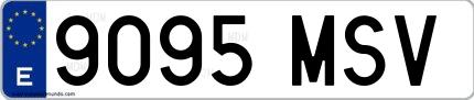 Ejemplo de matrícula española 9095 MSV