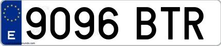 Ejemplo de matrícula española 9096 BTR