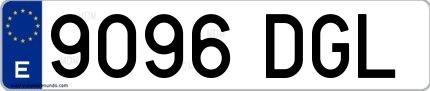 Ejemplo de matrícula española 9096 DGL