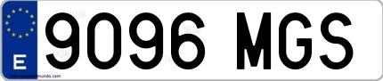 Ejemplo de matrícula española 9096 MGS