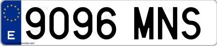 Ejemplo de matrícula española 9096 MNS