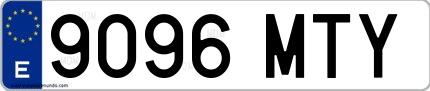 Ejemplo de matrícula española 9096 MTY