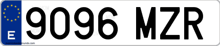 Ejemplo de matrícula de coche ordinaria 9096 MZR