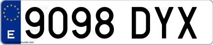 Ejemplo de matrícula española 9098 DYX