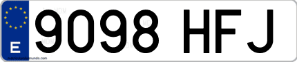 Ejemplo de matrícula de coche ordinaria 9098 HFJ