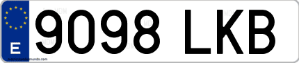 Ejemplo de matrícula de coche ordinaria 9098 LKB