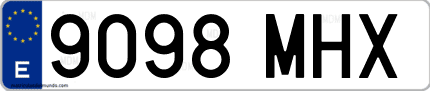 Ejemplo de matrícula de coche ordinaria 9098 MHX