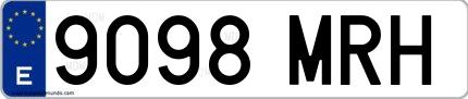 Ejemplo de matrícula española 9098 MRH