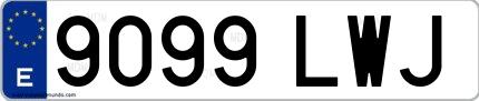 Ejemplo de matrícula española 9099 LWJ